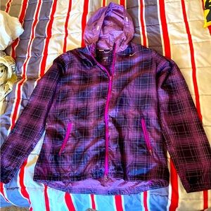 Jacket nike running womens plaid purple windbreaker purple